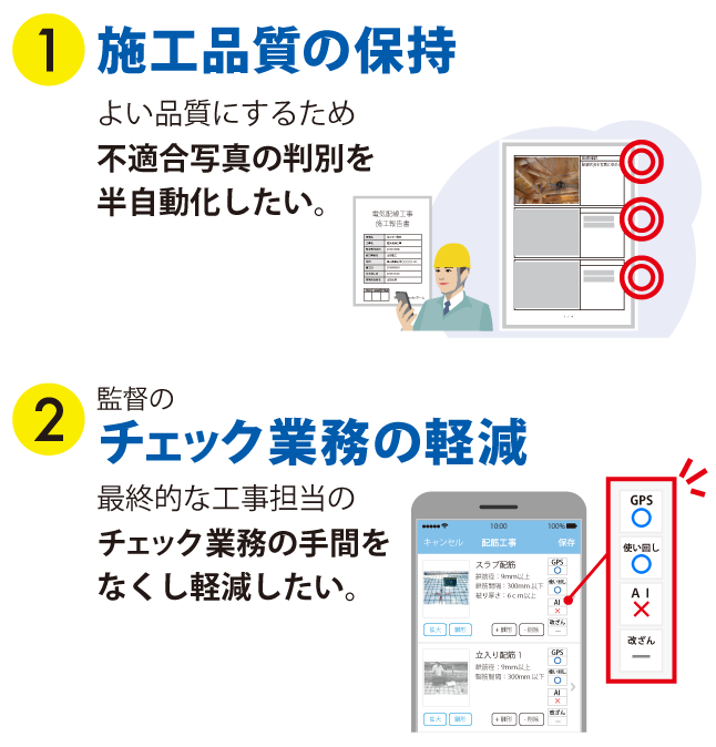 工事写真の選別やチェック作業など、ルーティンワークから開放